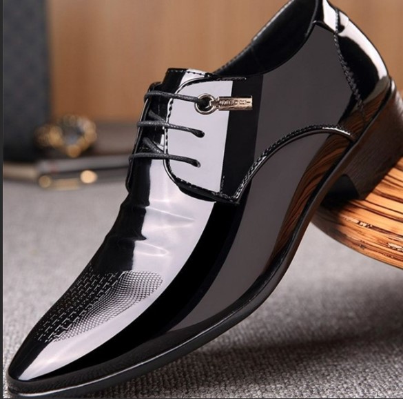 Men's Faux Patent Leather Tuxedo Dress Shoes Classic Lace-up Formal Oxford